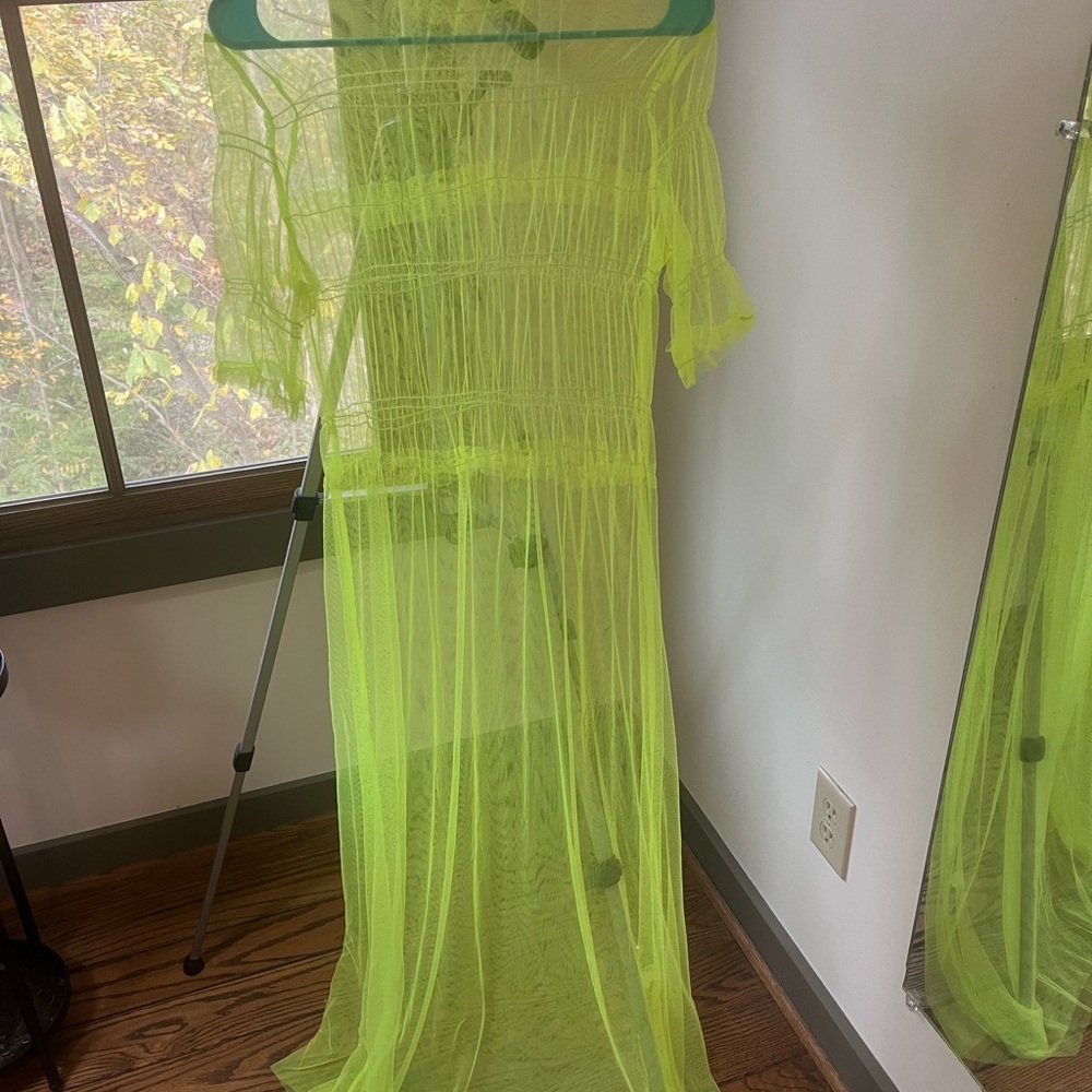 Neon Green Sheer Maxi Dress